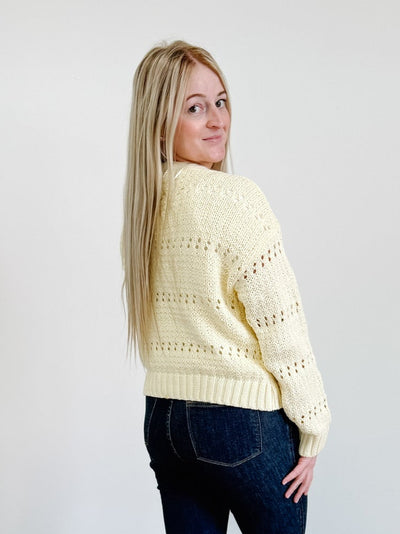 The Linda Crochet Cardigan in Lemon