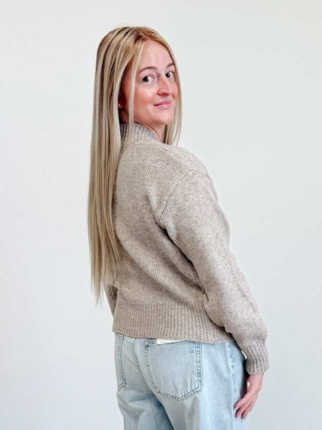 Melange Button Front Cardigan in Heather Mocha