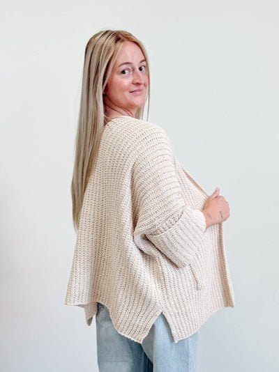 Oversized Open Cardigan in Sand Beige