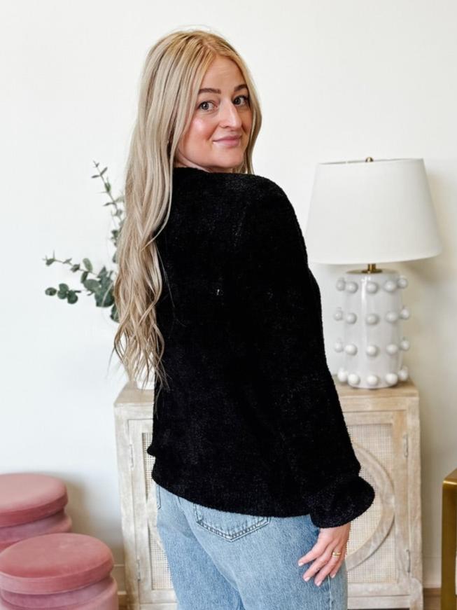 5 Button Sweater Cardigan in Black