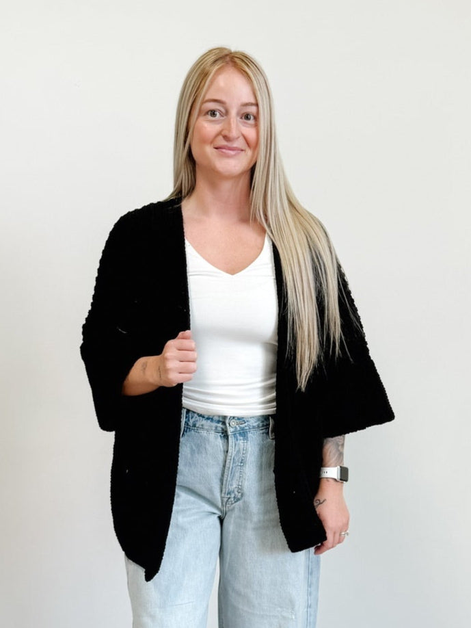 Oversized Open Cardigan in Black