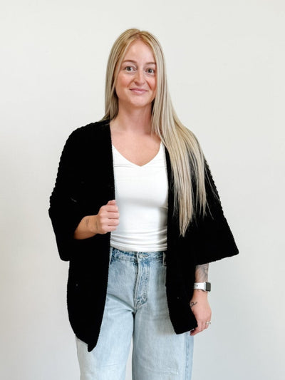 Oversized Open Cardigan in Black