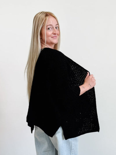 Oversized Open Cardigan in Black