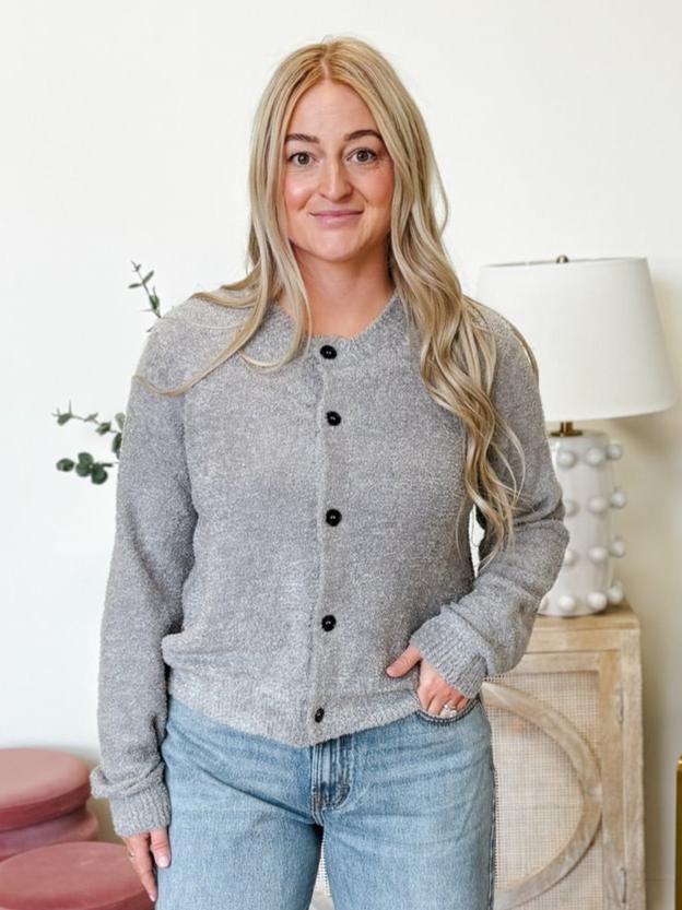 5 Button Sweater Cardigan in Heather Grey