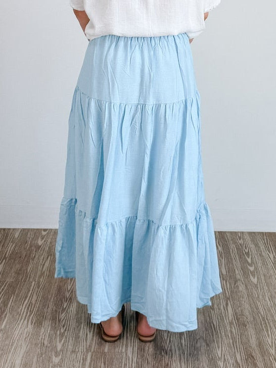 Long Flowing Braided Skirt in Blue