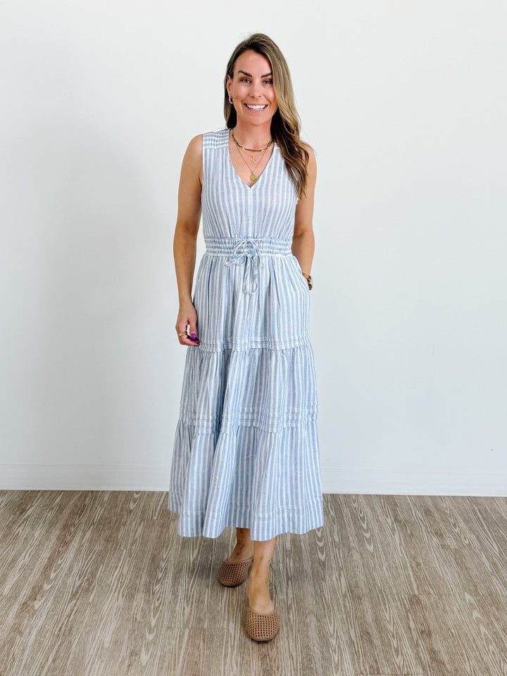 Stripe Vneck Maxi Dress