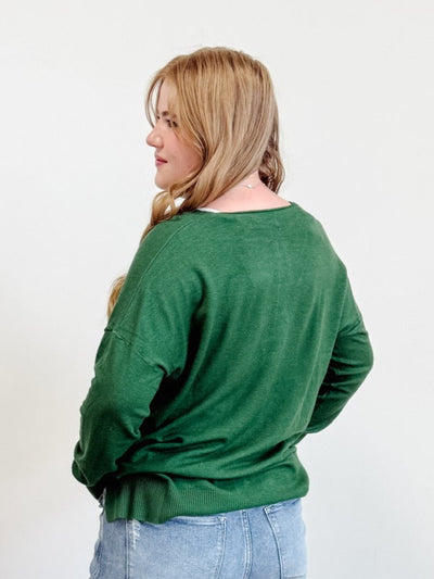 Front Seam Sweater in Dark Olive