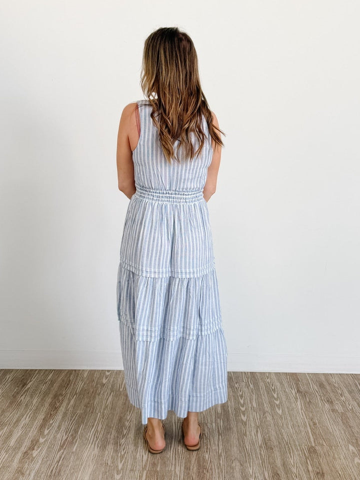 Stripe Vneck Maxi Dress
