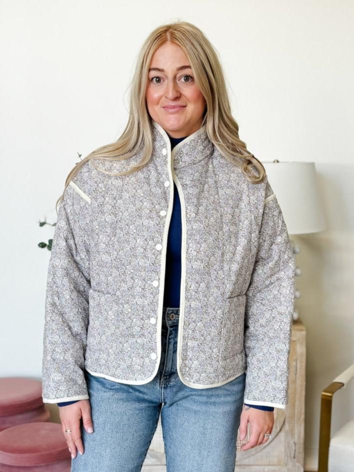 Floral Quilted Jacket in Lavender