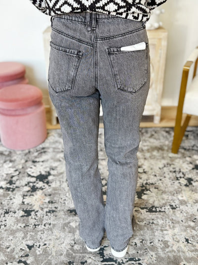 KanCan High Rise 90's Straight Leg Jeans in Grey