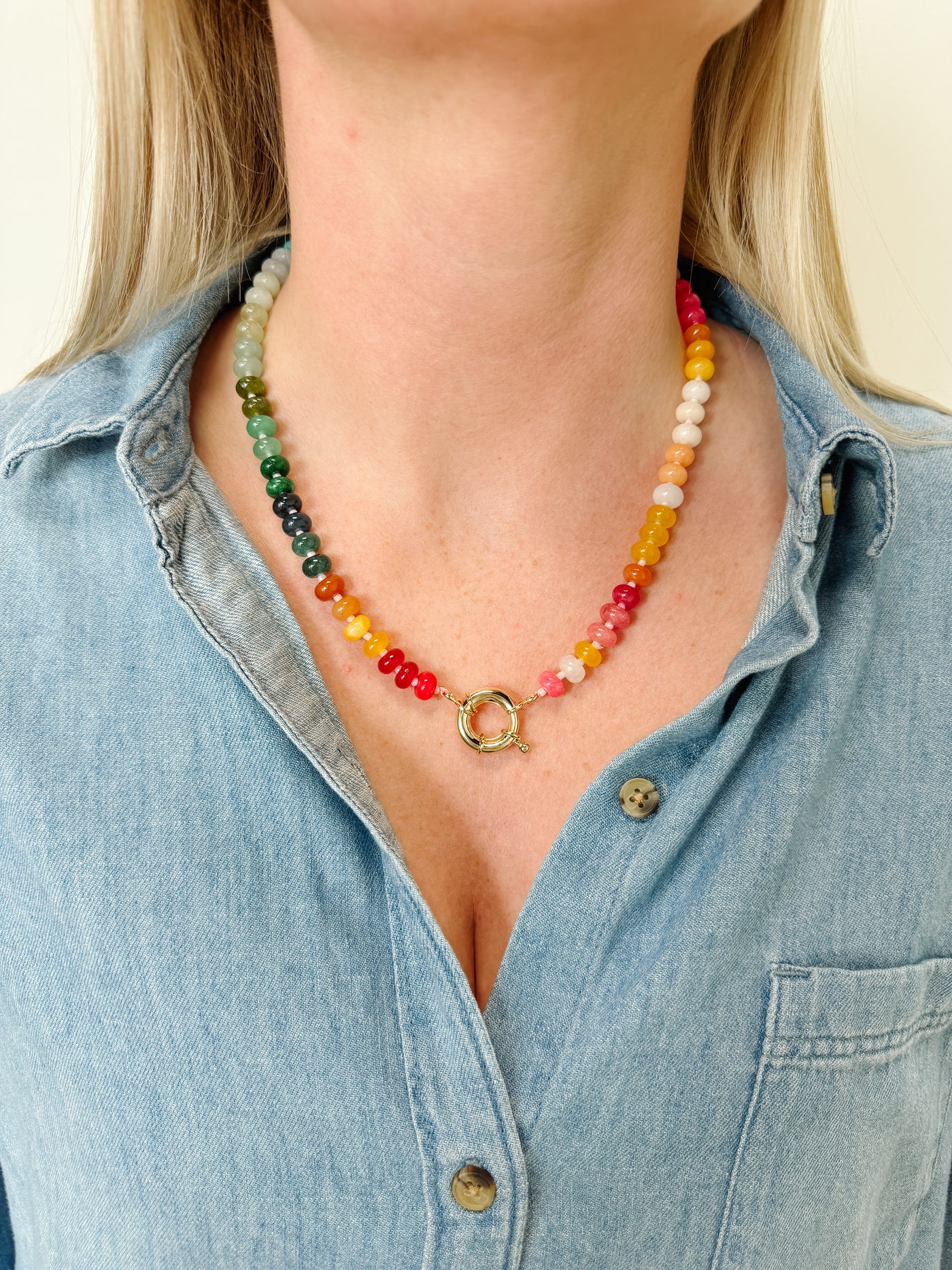 Natural Roundelle Gemstone Necklace
