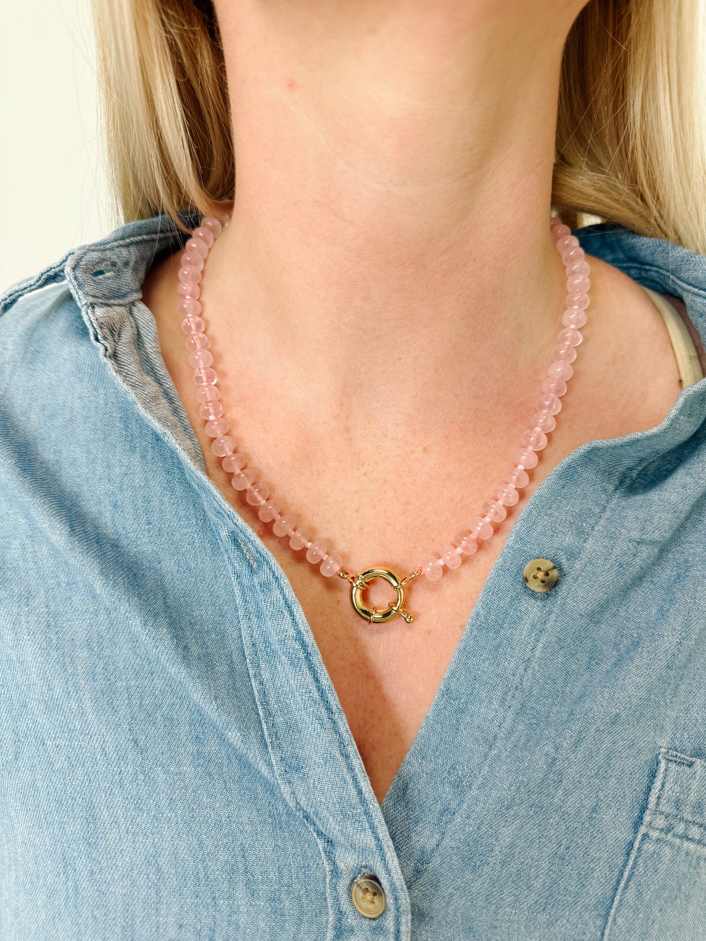 Adventure Gemstone Necklace in Light Pink