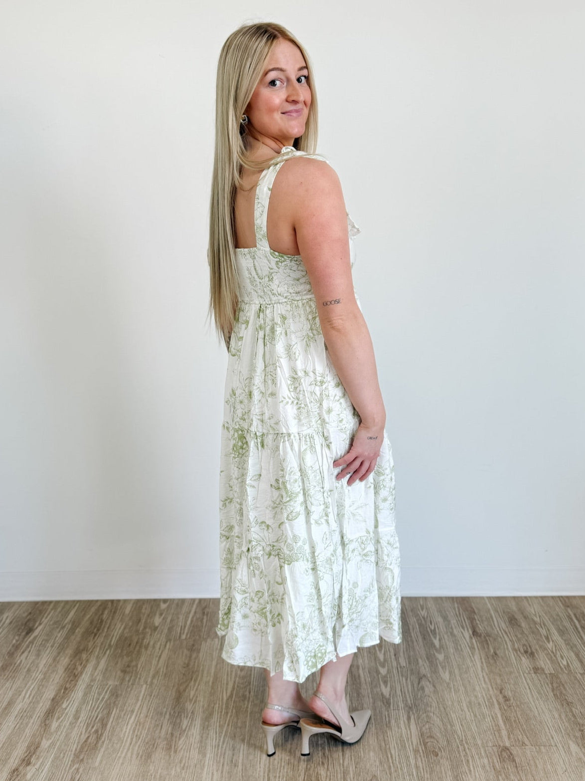 Fruit Blossom Tiered Midi Dress