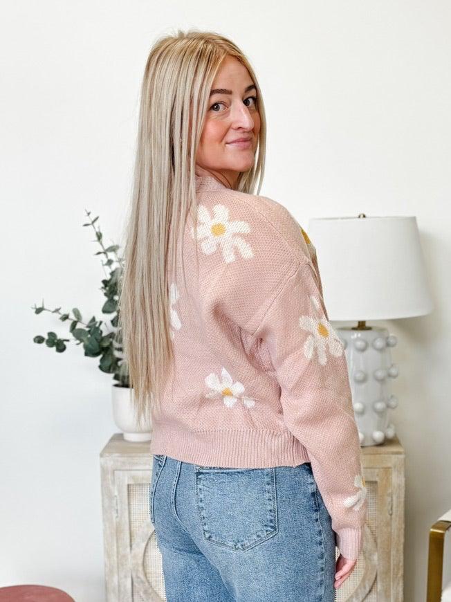 Daisy Cardigan in Pink Stone