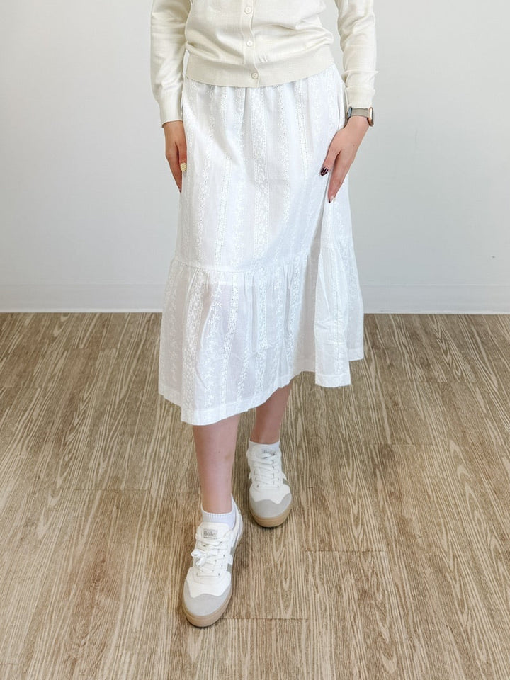 Molly Pull On Skirt in White Eyelet