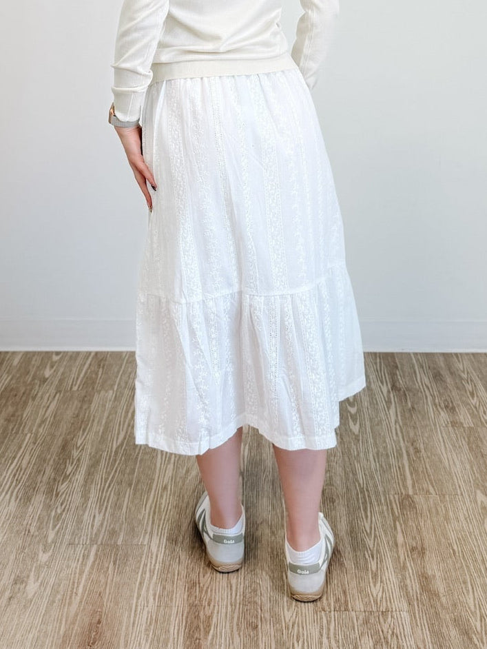 Molly Pull On Skirt in White Eyelet