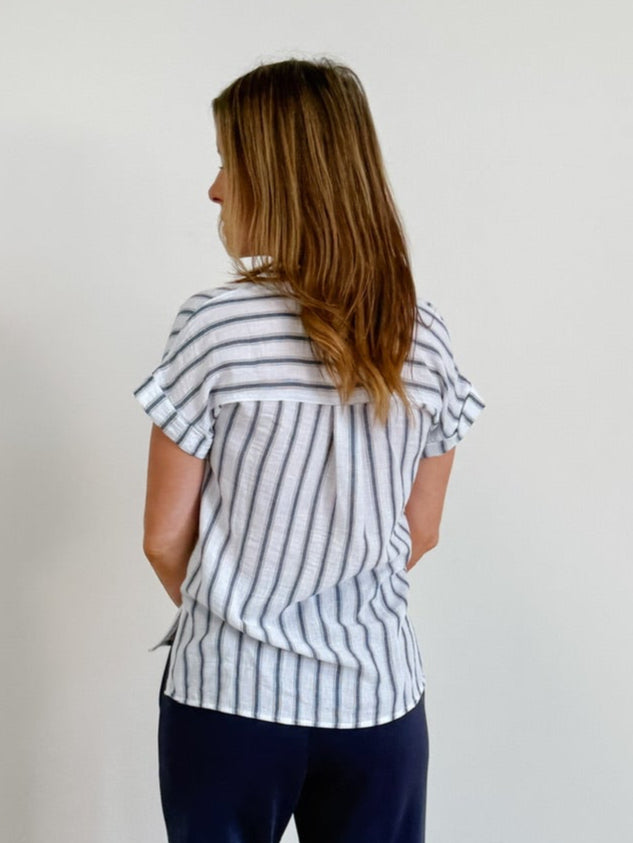 Lorelai Blouse in Navy & White Stripe