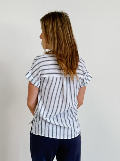 Lorelai Blouse in Navy & White Stripe