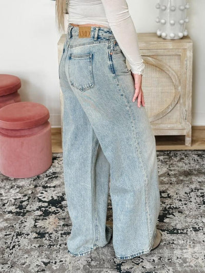 Remy Wide Leg Denim Jeans in Medium Blue Denim