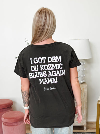 Janis Joplin Kozmic Blues Tee in Black