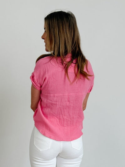 Rosa Button Down Shirt in Coral Pink