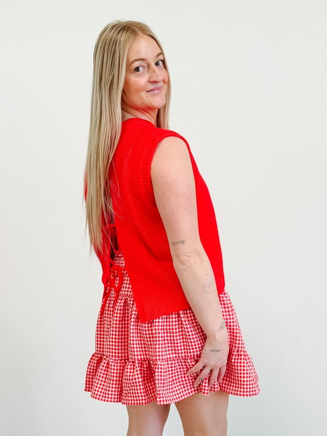High Waist Tiered Check Skirt
