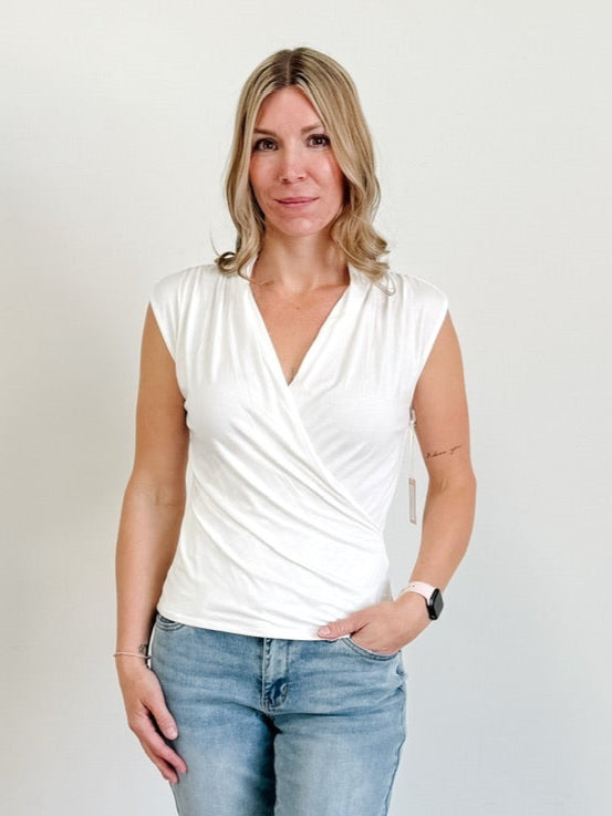 Drapey Wrap Sleeveless Top