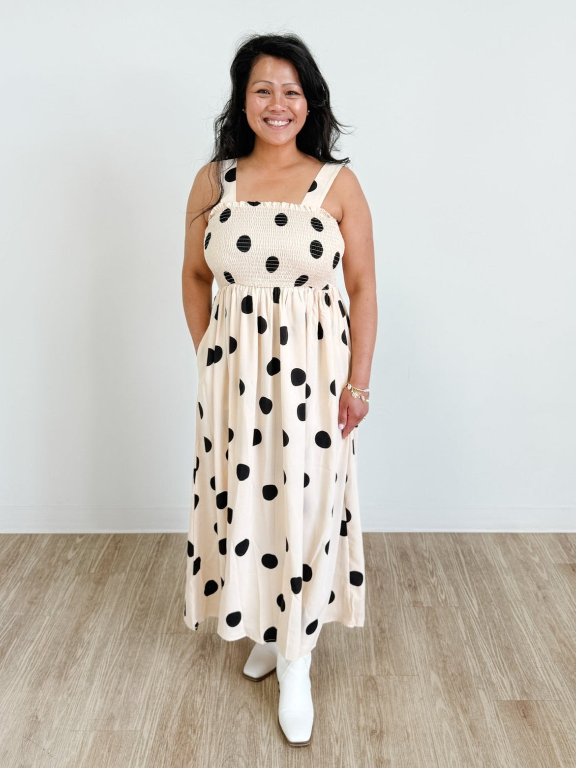 Polka Dot Smocked Tank Dress