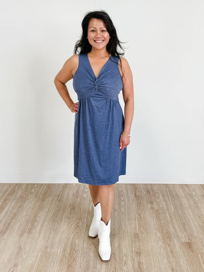 Twisted High Waist Sleeveless V-Neck Dress