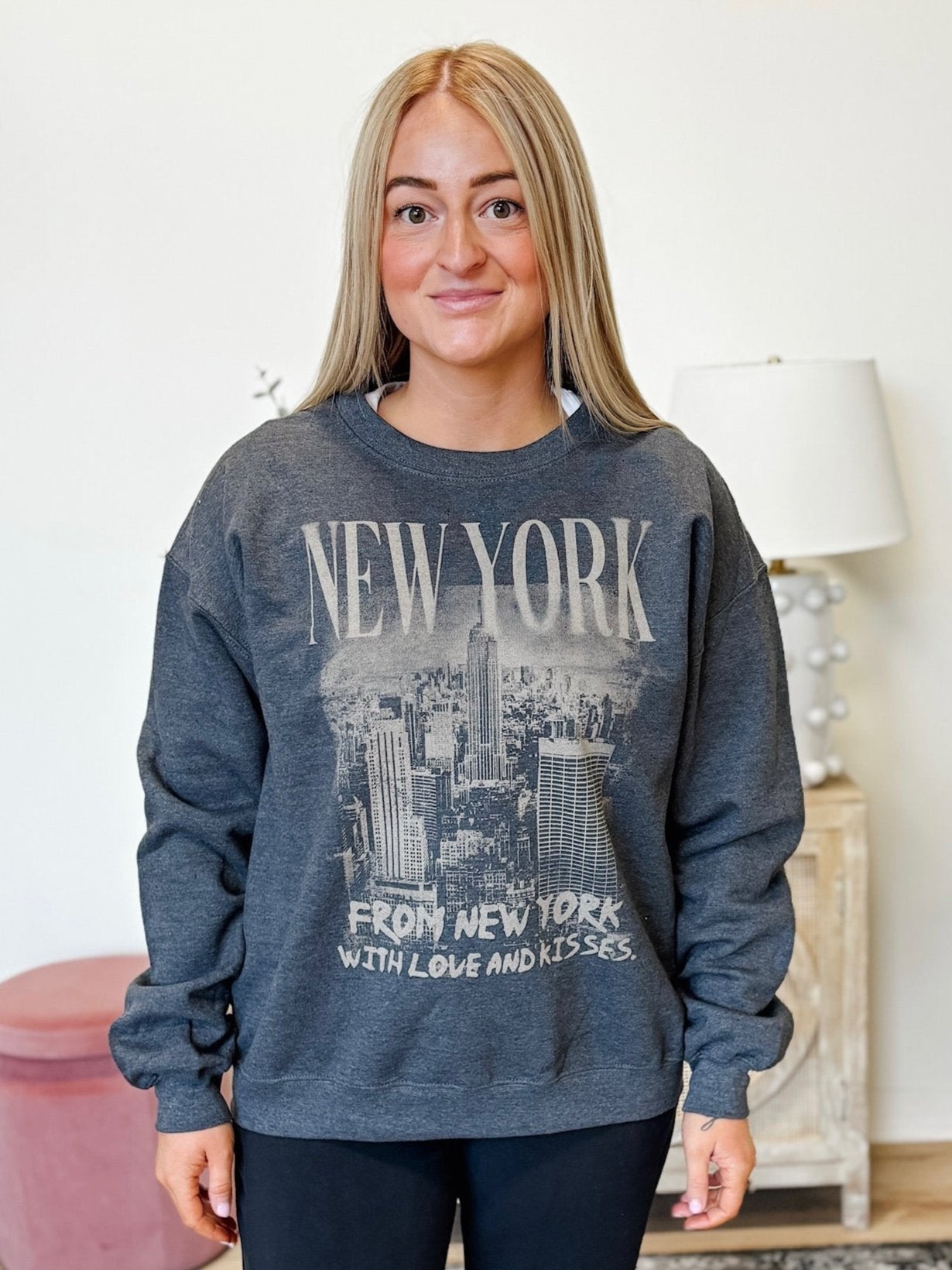 From New York Graphic Sweatshirt in Dark Heather Grey