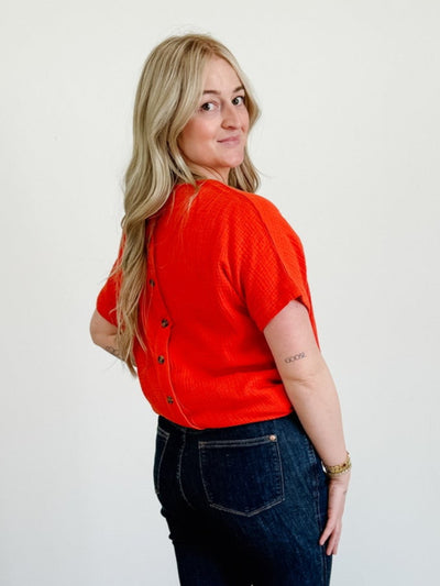Apricot Button Back Tee