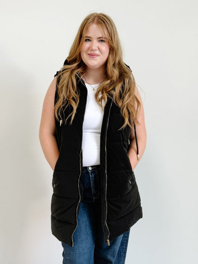 DEX Hooded Puffer Vest in Black
