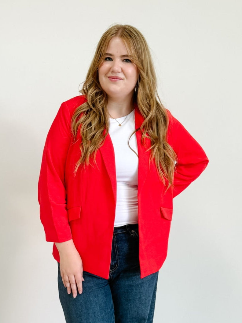 Recycled Poly Shirred Sleeve Blazer