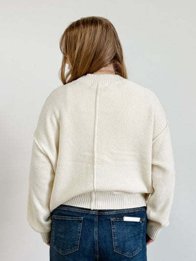 Button Front Oversized Cardigan in Cream