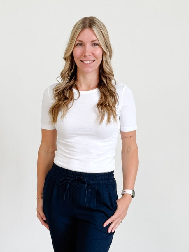 Classic Core Boat Neck Top in White