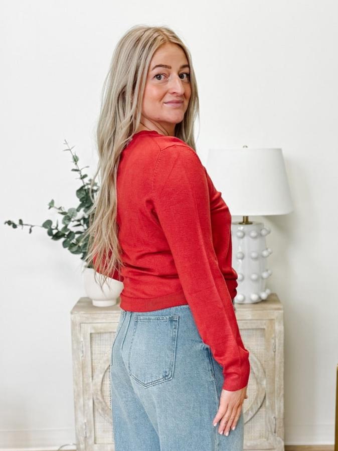 The Essential Classic Solid Sweater in Poppy