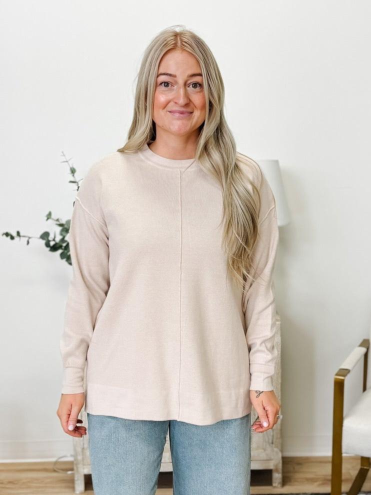 Oversized Crew Neck Sweater in Oatmeal