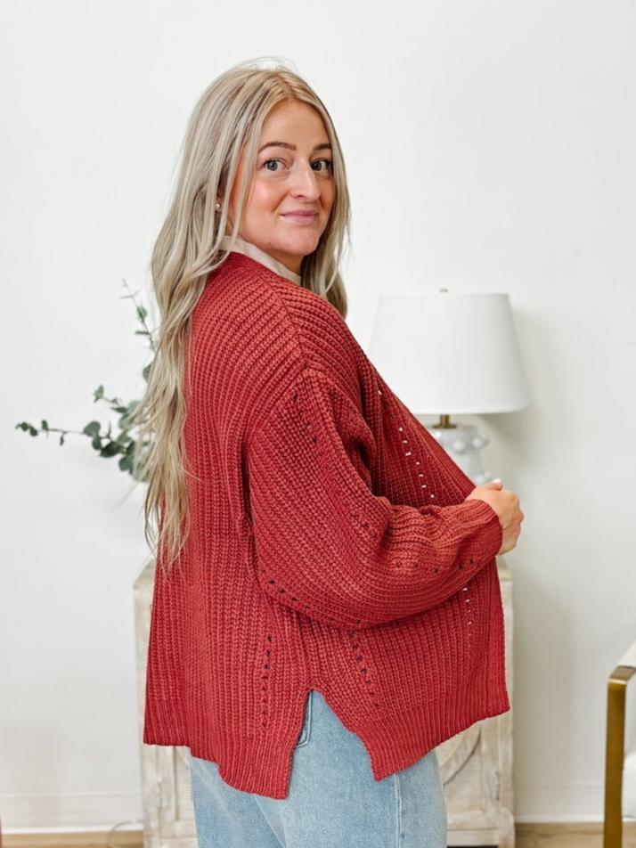 The Charlie Chunky Knit Cardigan in Picante