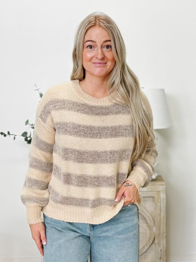 Wool Blend Large Striped Cozy Sweater