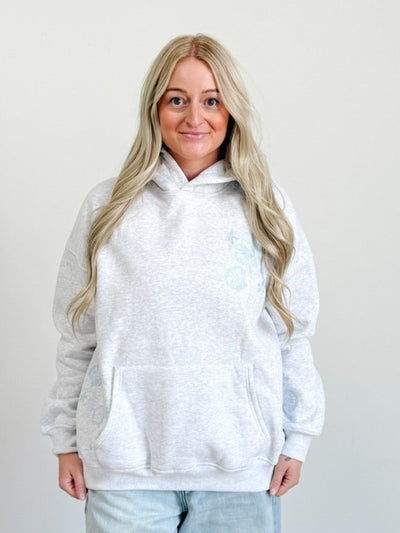 Tropical Embroider Hoodie in Pearl Grey