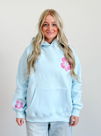 Hibiscus Flower Beach Babe Embroider Hoodie