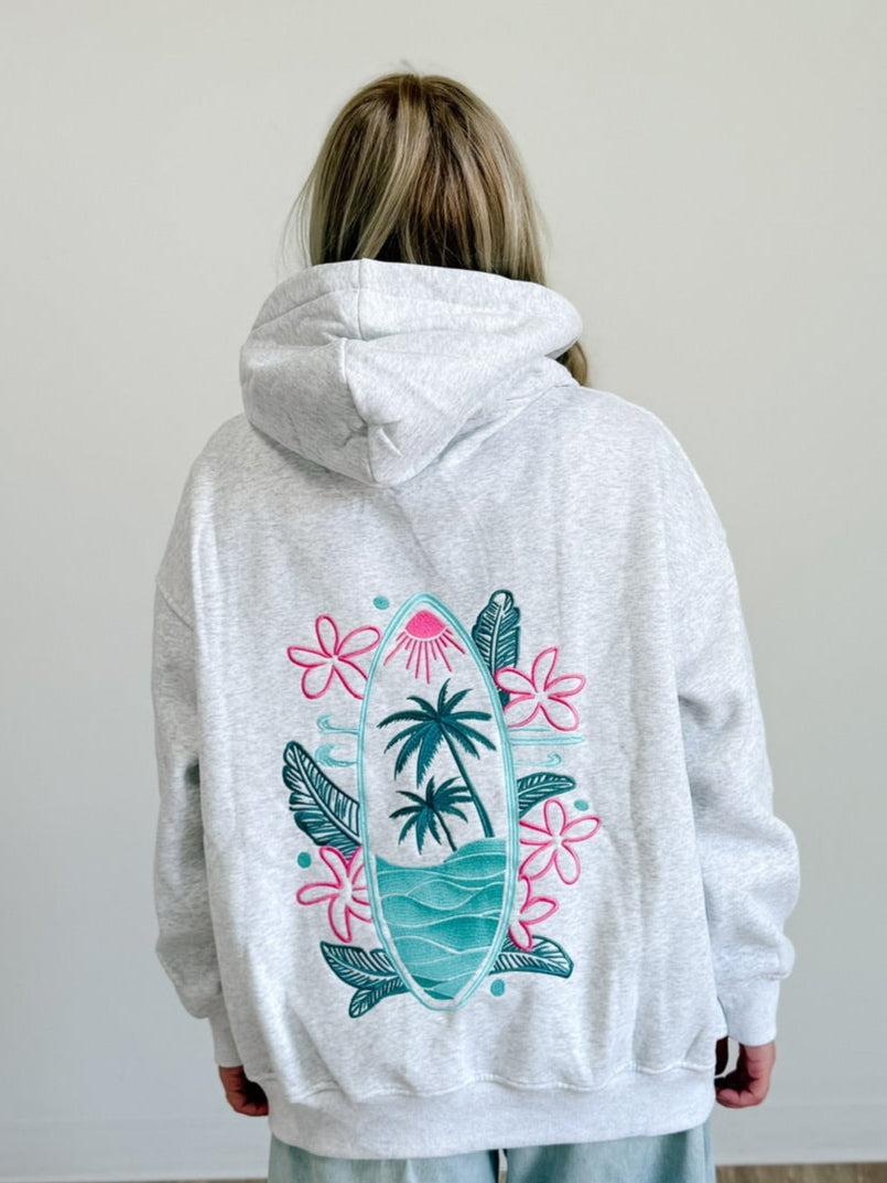 Surfing the Waves Embroider Hoodie