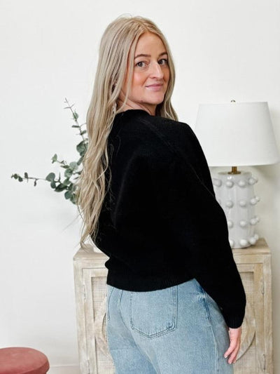 Dolman Sleeve Crew Neck Sweater in Black