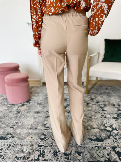 The Elastic Back Regular Fit Dress Pants in Camel