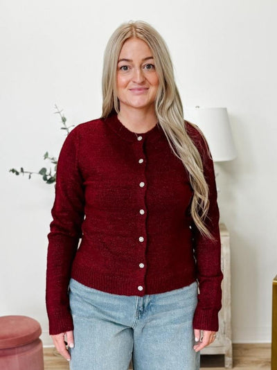 Button Up Luxe Cardigan in Burgundy