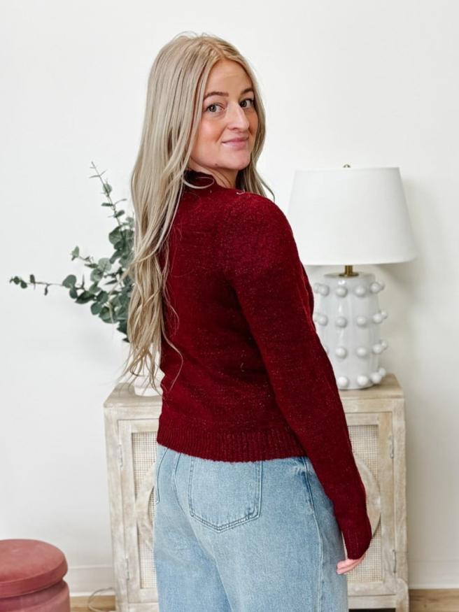 Button Up Luxe Cardigan in Burgundy