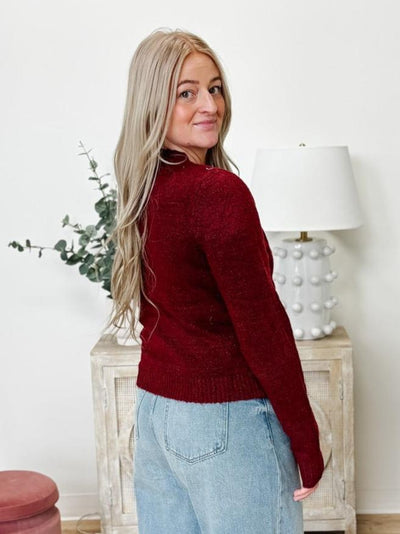 Button Up Luxe Cardigan in Burgundy