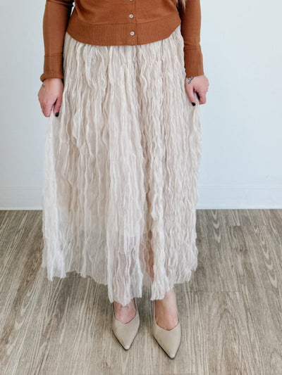 Wavy Tulle Midi Skirt