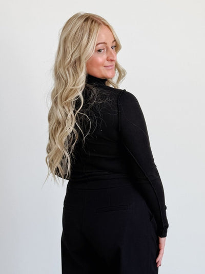 Exposed Seam Turtleneck in Black