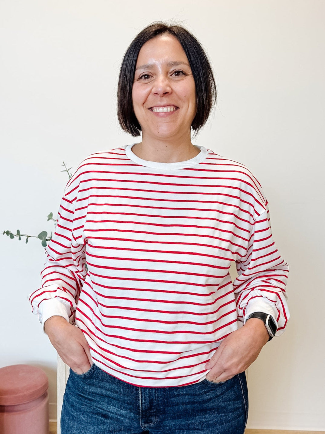 The Lovers Striped Sweatshirt in Red